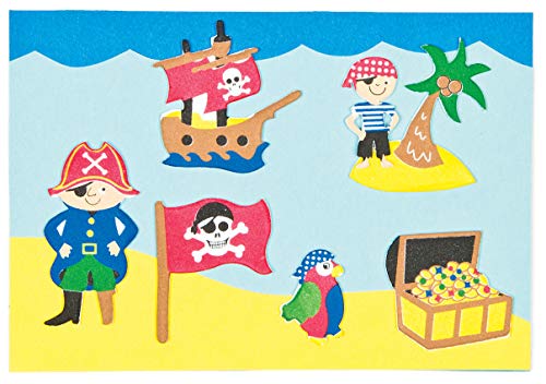 Baker Ross Pegatinas de Piratas Hechas de Espuma para Artesanía Perfectas para Decorar Tarjetas Álbumes Collages y Otras Manualidades de Niños (Pack de 96)