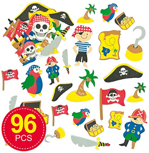 Baker Ross Pegatinas de Piratas Hechas de Espuma para Artesanía Perfectas para Decorar Tarjetas Álbumes Collages y Otras Manualidades de Niños (Pack de 96)