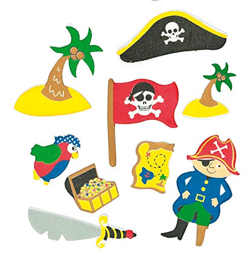 Baker Ross Pegatinas de Piratas Hechas de Espuma para Artesanía Perfectas para Decorar Tarjetas Álbumes Collages y Otras Manualidades de Niños (Pack de 96)