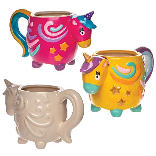 Baker Ross- Tazas de porcelana con unicornio (Pack de 2) - Actividad de manualidades infantiles para decorar y pintar