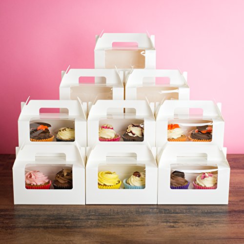 Bakewell's Cake Boxes 10 Cajas para 2 Cupcakes Color Blanco