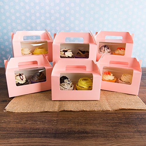 Bakewell's Cake Boxes 10 Cajas para 2 Cupcakes Color Rosa