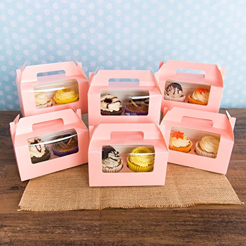 Bakewell's Cake Boxes 10 Cajas para 2 Cupcakes Color Rosa