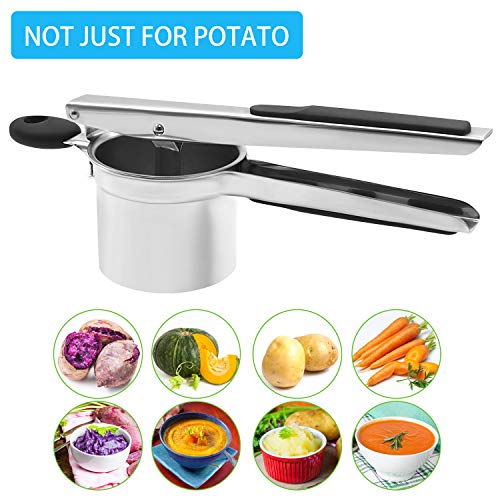 Ballery Machacador de Patatas, Prensa Patatas para Vegetales De Frutas con 3 Discos, Stainless Steel Potato Ricer