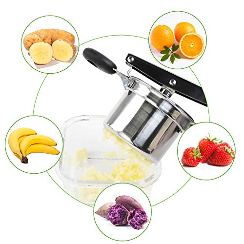 Ballery Machacador de Patatas, Prensa Patatas para Vegetales De Frutas con 3 Discos, Stainless Steel Potato Ricer