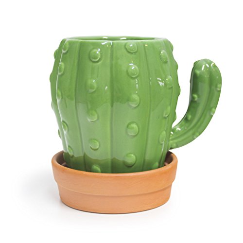 Balvi Mug Cactus Taza en Forma de Cactus Capacidad 450ml Apta para lavavajillas y microondas Cerámica