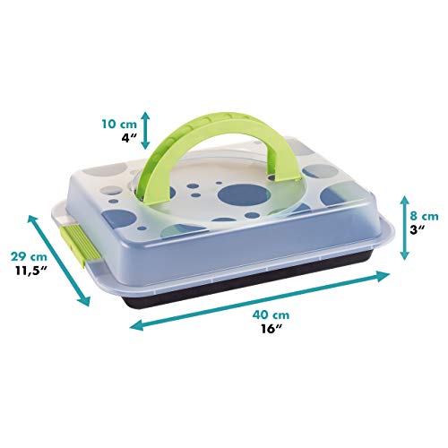 Bandeja de horno rectangular con tapa de plástico y 2 asas 42 cm