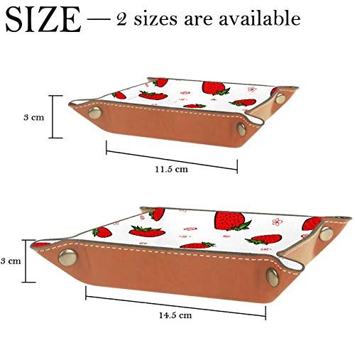 Bandeja de piel decorativa AMEILI para joyas, diseño de fresa, caja de almacenamiento para llaves, teléfono, monedas, relojes, etc., color café