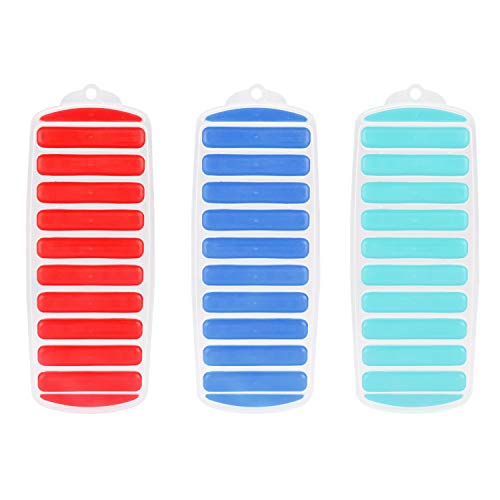 Bandejas de Hielo (3 Pack) - (30x11,5x2cm) Flexibles Libres de BPA de Silicona 10 Molde de Hielo Sticks - Bandejas Colores Surtidos para Cócteles, Botellas de Agua, Botellas de Jugo