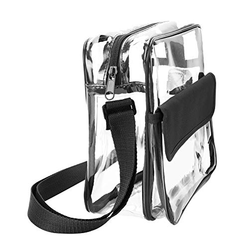 Bandolera Clear Crossbody Messenger con Correa Ajustable, Qkurt Concert Stadium Aprobado Bolso Transparente Monedero Transparente para Mujeres Hombres | Impermeable