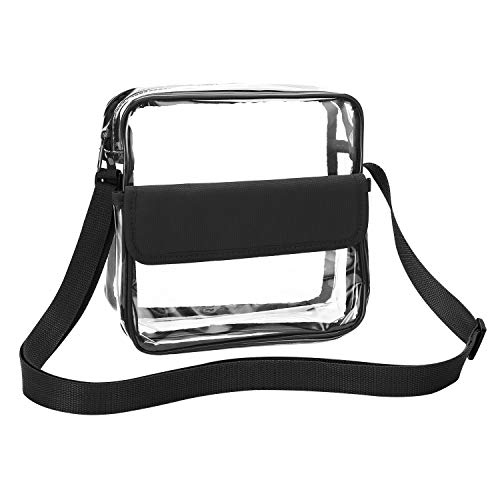 Bandolera Clear Crossbody Messenger con Correa Ajustable, Qkurt Concert Stadium Aprobado Bolso Transparente Monedero Transparente para Mujeres Hombres | Impermeable