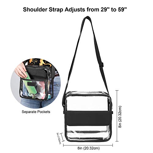 Bandolera Clear Crossbody Messenger con Correa Ajustable, Qkurt Concert Stadium Aprobado Bolso Transparente Monedero Transparente para Mujeres Hombres | Impermeable