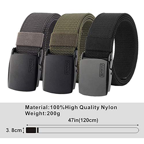 Bansga Cinturón táctico militar Hombres Hebilla metálica Espesar Cinturones de lona de nylon para hombres(Gris oscuro)