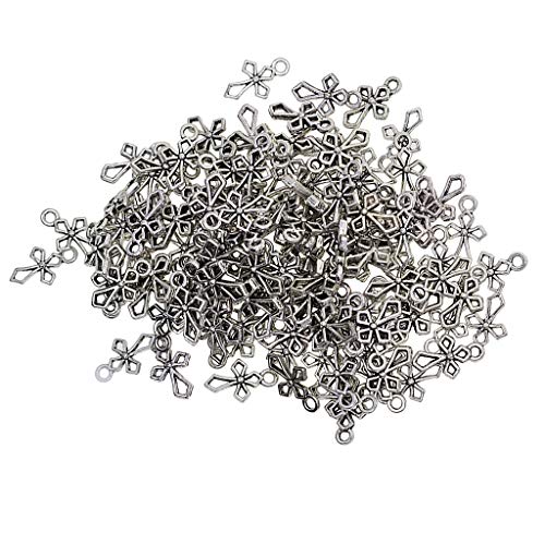 Baoblaze 100 Piezas de Filigrana de Plata Tibetana Hollow Cross Charms Jewelry DIY Making