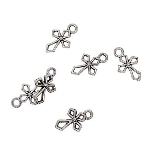 Baoblaze 100 Piezas de Filigrana de Plata Tibetana Hollow Cross Charms Jewelry DIY Making