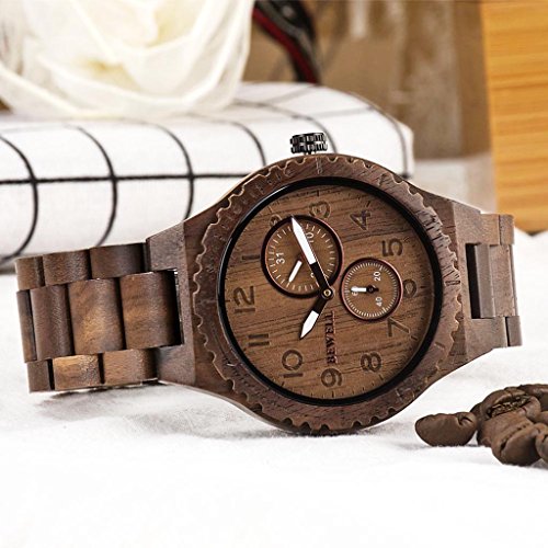 Baoblaze Reloj de Madera Diseño Exquisito Único Universal para Hombre Mujer - A 3