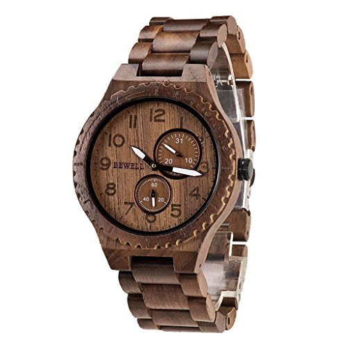 Baoblaze Reloj de Madera Diseño Exquisito Único Universal para Hombre Mujer - A 3