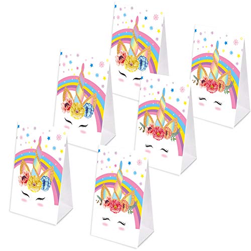 Baosu Paquete de 24 Sobres de Unicornio Bolsas de Dulces-Bolsas de Papel de Unicornio con Adhesivo 24 Piezas de Unicornio - Decoraciones de Fiesta de cumpleaños de Unicornio