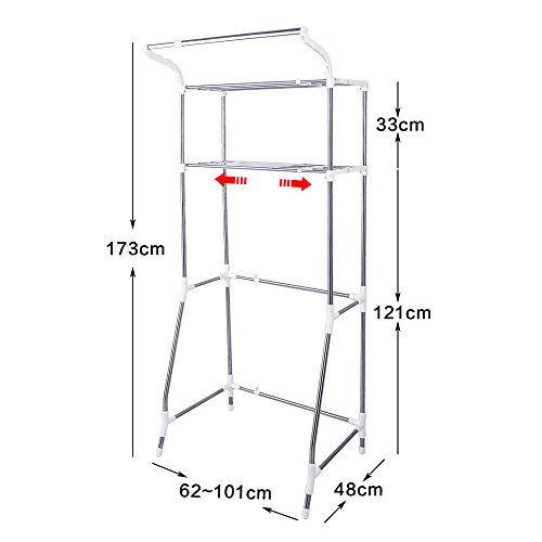 BAOYOUNI Estante de baño Spacesaver sobre Lavadora Nivel 2 (62-101 cm, Blanco)