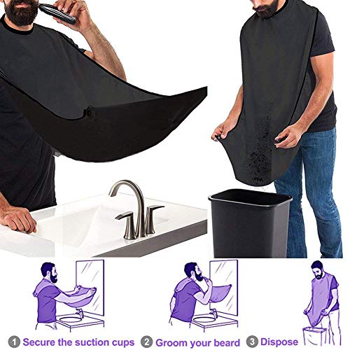 Barba Delantal con Ventosa y Peine de Afeitar Profesional, Faciales Herramientas Afeitar el Pelo del Cabo, Barba Delantal con Peine de afeitar para Afeitar Regalo para Hombre JAANY