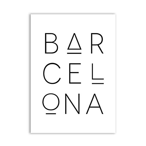 Barcelona Print City Map Poster Barcelona Tipografía Modern Wall Art Canvas Painting Print Spanish Scandi Nordic Home Decor 40x60cmx3 sin Marco