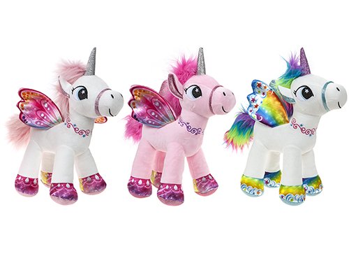 BARRADO Peluche Unicornio con alas de pie - Calidad Supersoft (Blanco/Rosa, 34cm)