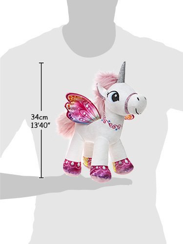 BARRADO Peluche Unicornio con alas de pie - Calidad Supersoft (Blanco/Rosa, 34cm)