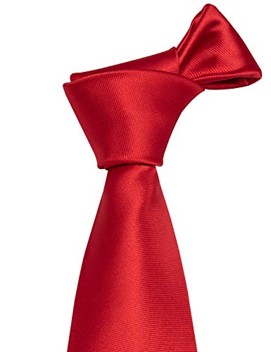 Barry.Wang - Juego de gemelos y corbata para hombre, colores sólidos - Rojo - talla única