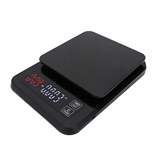 Báscula de pesaje digital LCD de alta precisión de 5 kg/0.1 g Báscula de café electrónica con función de temporización para laboratorios de cocina para el hogar Negro(Negro)