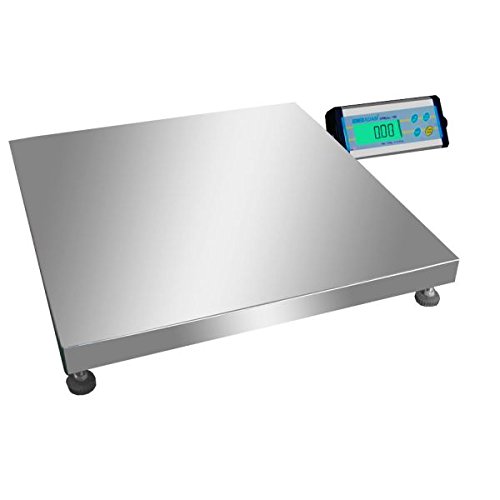 Báscula de suelo, plataforma précise para Entrepot, pèse-colis, con bandeja de acero inoxidable 500 x 500 mm y visualizador separado – 35 kg/10g