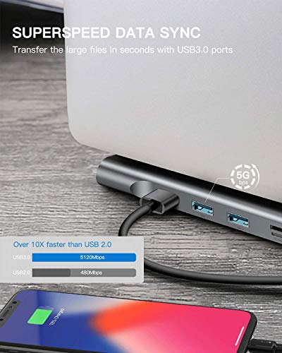 Baseus 11 in 1 USB C Hub Adapter, Aluminio Tipo C Docking con Gigabit Ethernet, USB-C Fuente de alimentación, 3 USB 3.0, 4K HDMI, VGA, Audio Mic Port, SD/TF Lector de Tarjetas para MacBook Pro etc