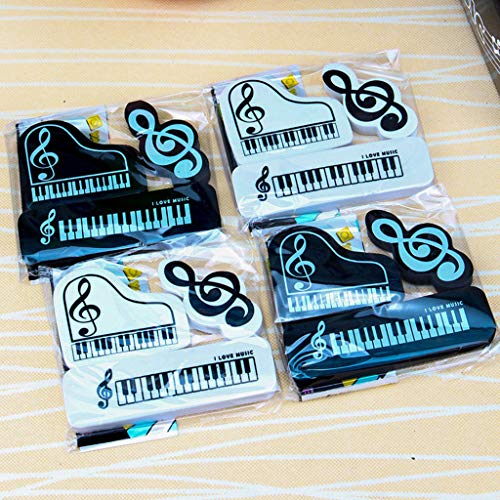 Bassk - Juego de 3 notas de piano musicales, lápices de goma de goma para estudiantes de colegio, papelería, corrección de suministros para niños y regalos