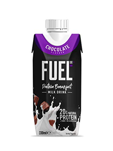 Batido para el desayuno de leche con chocolate FUEL10K con alto contenido proteico, 330 ml, paquete de 8