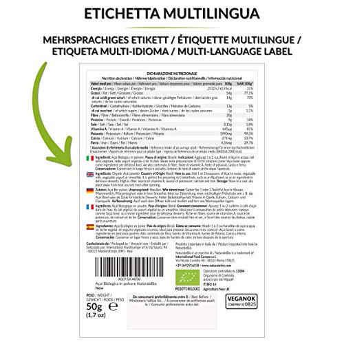 Bayas de Acai Orgánico en Polvo [Freeze - Dried] 50g. Pure Acaí Berry Powder Extracto crudo de la pulpa de la baya de açaí liofilizado. 100% Bio cultivado en Brasil. Superalimento Ecológico.