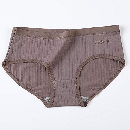 Bayrick Bragas de algodón sólidas para Mujer, Ropa Interior cómoda, Bragas agradables a la Piel, Pantalones Cortos íntimos Sexis de Tiro Medio para Mujer * 3-café_L45-55kg