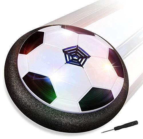 Baztoy Balón Fútbol Flotant, Pelota Futbol con Protectores de Espuma Suave y Luces LED Balones Futbol Juguetes Niños 3 4 5 6 7 8 9 10 11 12 Años, Air Power Soccer para Niños Niñas Regalos Cumpleaños