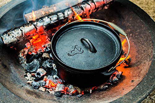 BBQ-Toro - Juego de Dutch Oven en Caja de Madera I 7 Piezas I Hierro Fundido I Curado I Cacerola I Plancha para Asar I Sartén I Levantador de Tapa I Posavasos