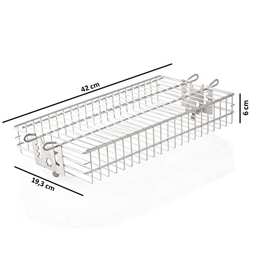 BBQ-TORO Parrilla Rondell de Acero Inoxidable para Asador Giratorio, Cesta Universal Plana para Asador Giratorio de Pincho, Jaula Tumbler Cesta para Rosticería, regulable en altura en 4 niveles