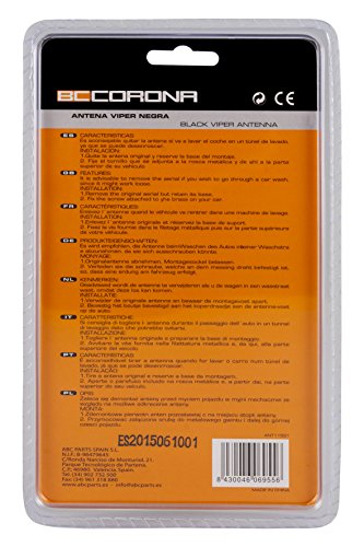 Bc Corona ANT11521 Antena Coche Viper Negra 3 Tipos DE ADAPTADORES Universal