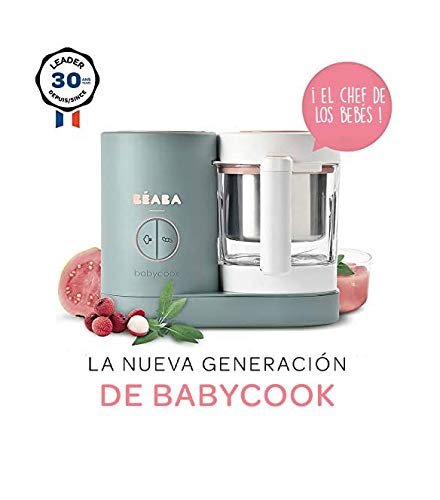 Béaba Babycook Neo Robot de cocina infantil: tritura, cocina y cuece al vapor, Rápida en 15 minutos, Recipiente de vidrio y cubeta de acero inoxidable, Para Bebés y Niños