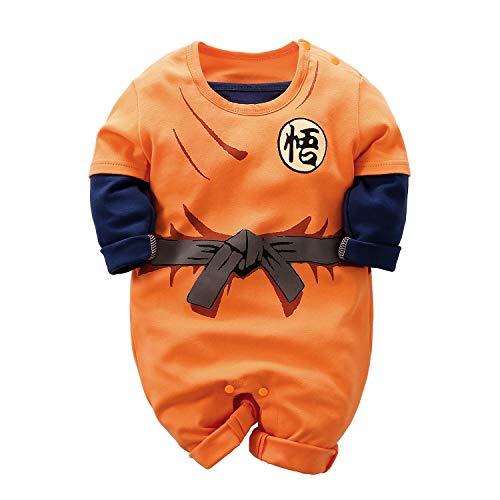 Beal Shopping - Mono de manga larga para bebé, diseño de Goku -  Naranja -  9- 12 meses