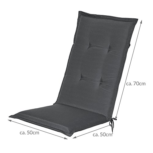 Beautissu Loft HL - Cojín para sillas de balcón o Asiento Exterior con Respaldo Alto - 120x50x6 cm - Placas compactas de gomaespuma - Gris Grafito