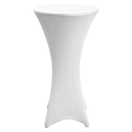 Beautissu Set de 2 Fundas elásticas para mesas Altas de pie Stella Ø 80-85 cm - Elegante egregio cobertor de Mesa en Blanco