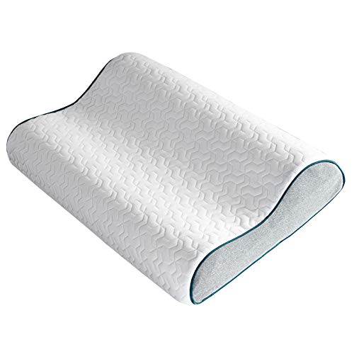 Bedsure Almohada Cervical Viscoelástica Ortopédica - Almohada para Cuello de Forma Ergoconómica con Altura Ajustable Reduce Problemas Dolores Cervicales, con Espuma de Memoria, 40x60x10/12 cm