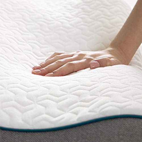 Bedsure Almohada Cervical Viscoelástica Ortopédica - Almohada para Cuello de Forma Ergoconómica con Altura Ajustable Reduce Problemas Dolores Cervicales, con Espuma de Memoria, 40x60x10/12 cm