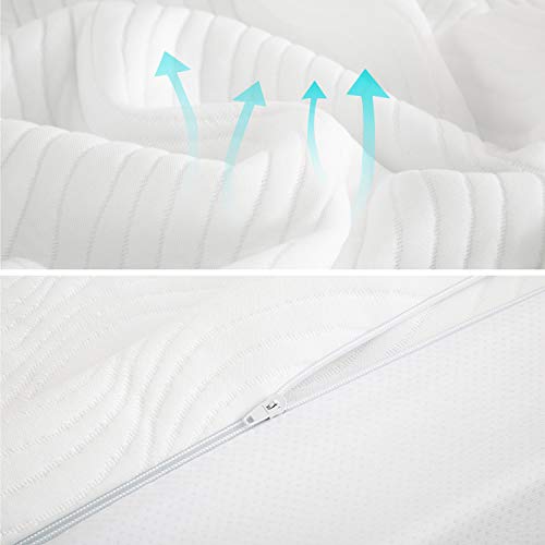 Bedsure Topper Colchón Viscoelástico 90x190x7cm de Memory Foam - Sobrecolchon Antiestático con 1 Funda Extraíble y Lavable - Cubrecolchon Espuma con Efecto Memoria Hipoalergénico