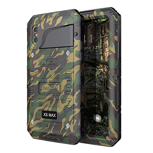 Beeasy Funda para iPhone XS MAX,Antigolpes Impermeable Rígida Robusta Antigravedad Carcasa Resistente Impacto Militar Duradera Blindada Fuerte Seguridad con Protector Pantalla al Aire Libre,Camuflaje