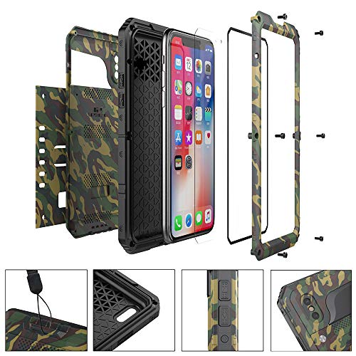 Beeasy Funda para iPhone XS MAX,Antigolpes Impermeable Rígida Robusta Antigravedad Carcasa Resistente Impacto Militar Duradera Blindada Fuerte Seguridad con Protector Pantalla al Aire Libre,Camuflaje