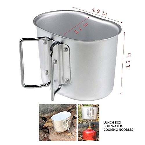 Begrit 1 quart extérieur bouilloire Canteen kit avec couvercle de tasse et en aluminium pour randonnée Camping