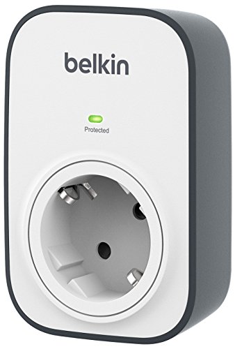 Belkin SurgeCube - Regleta de protección contra sobretensiones con 1 enchufe, montable en la pared, protección hasta 306 julios, blanco